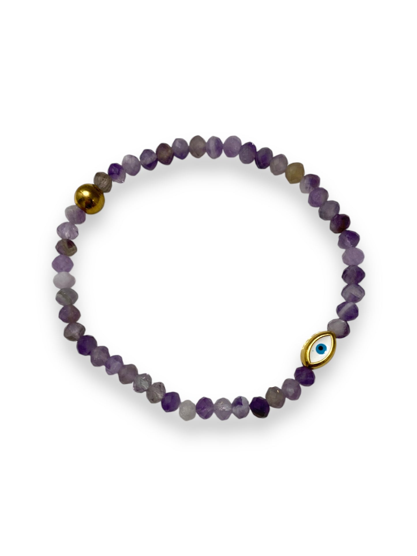 Krystallo, Mini Evil Eye Glass Bead Bracelet Gold
