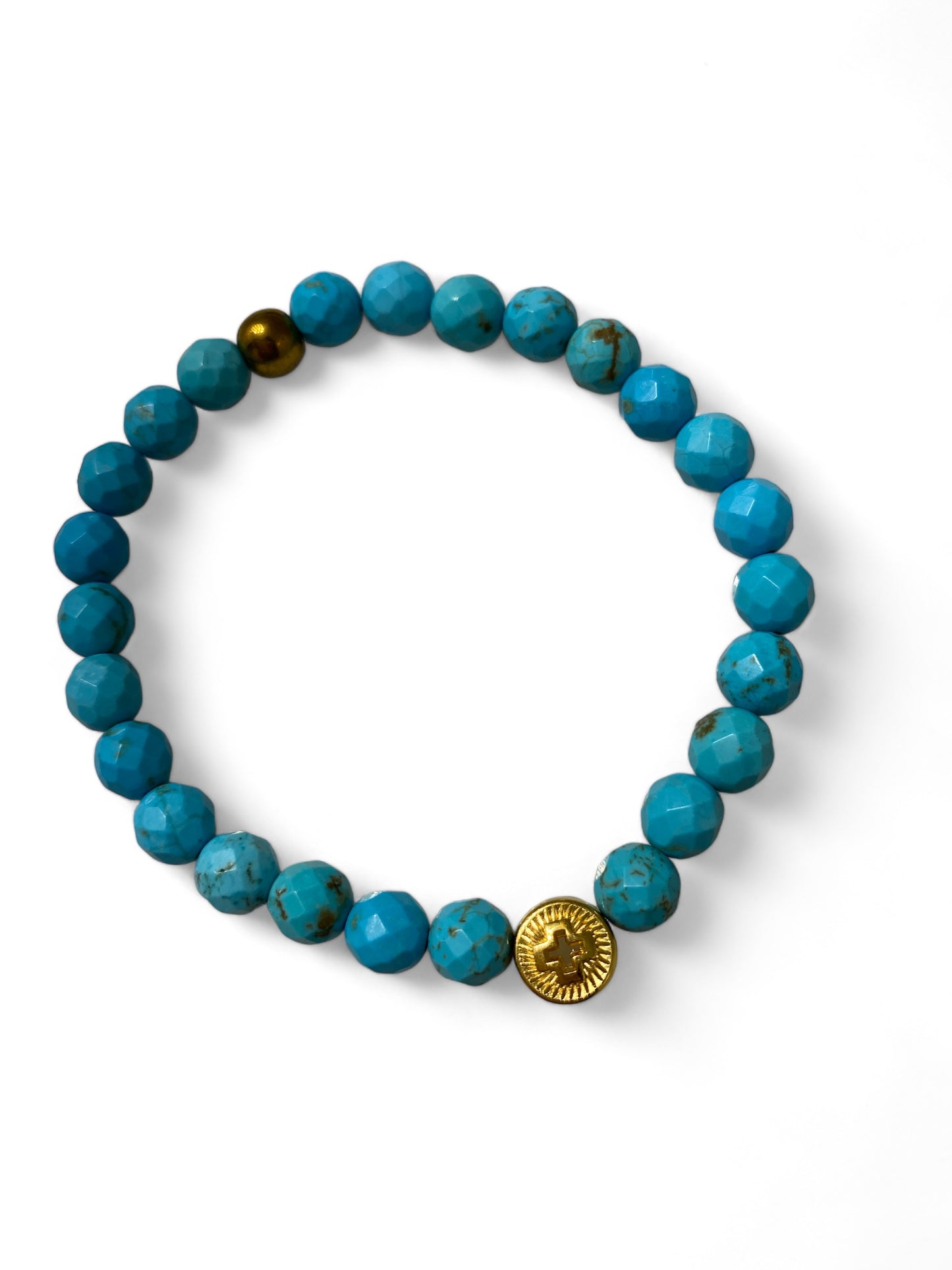 Kros, Gold Cross & Stone Bracelet