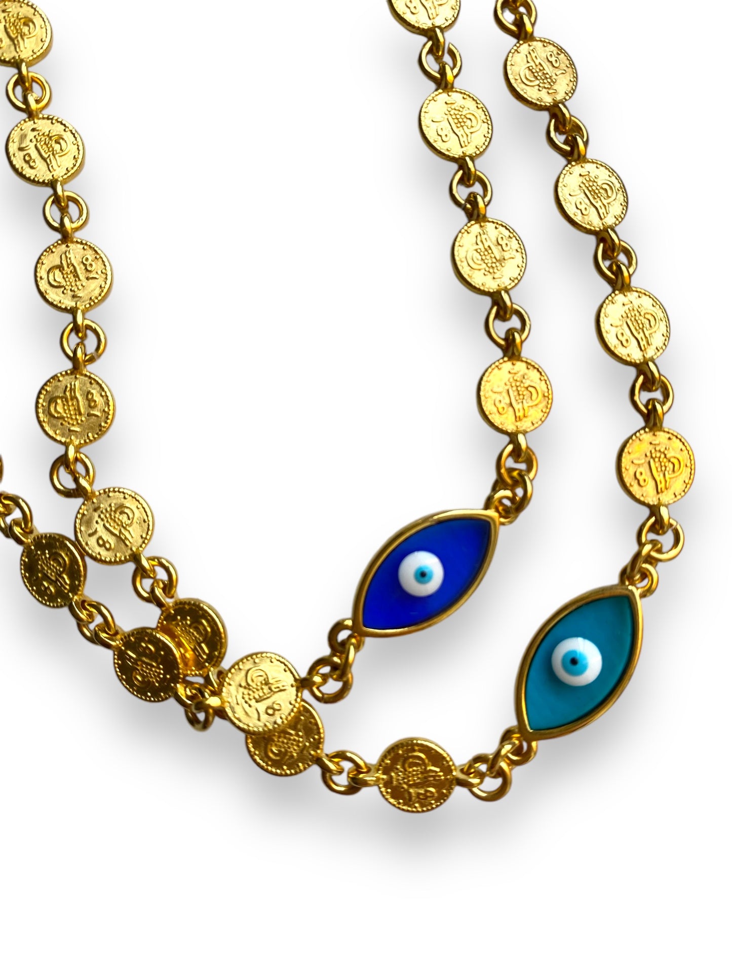 Cleopatra, Evil Eye Gold Necklace