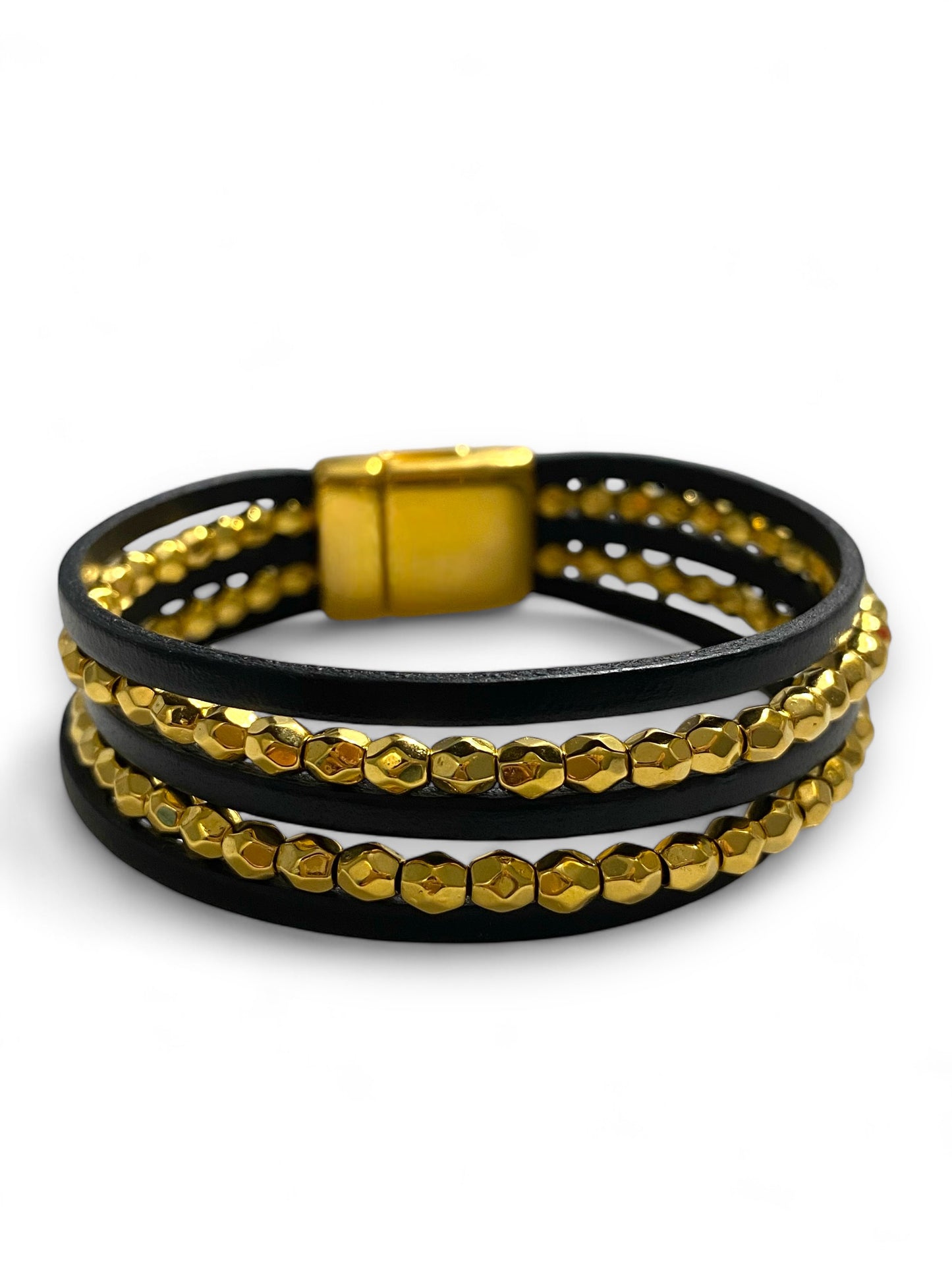 Desma, Leather and Gold Bracelet