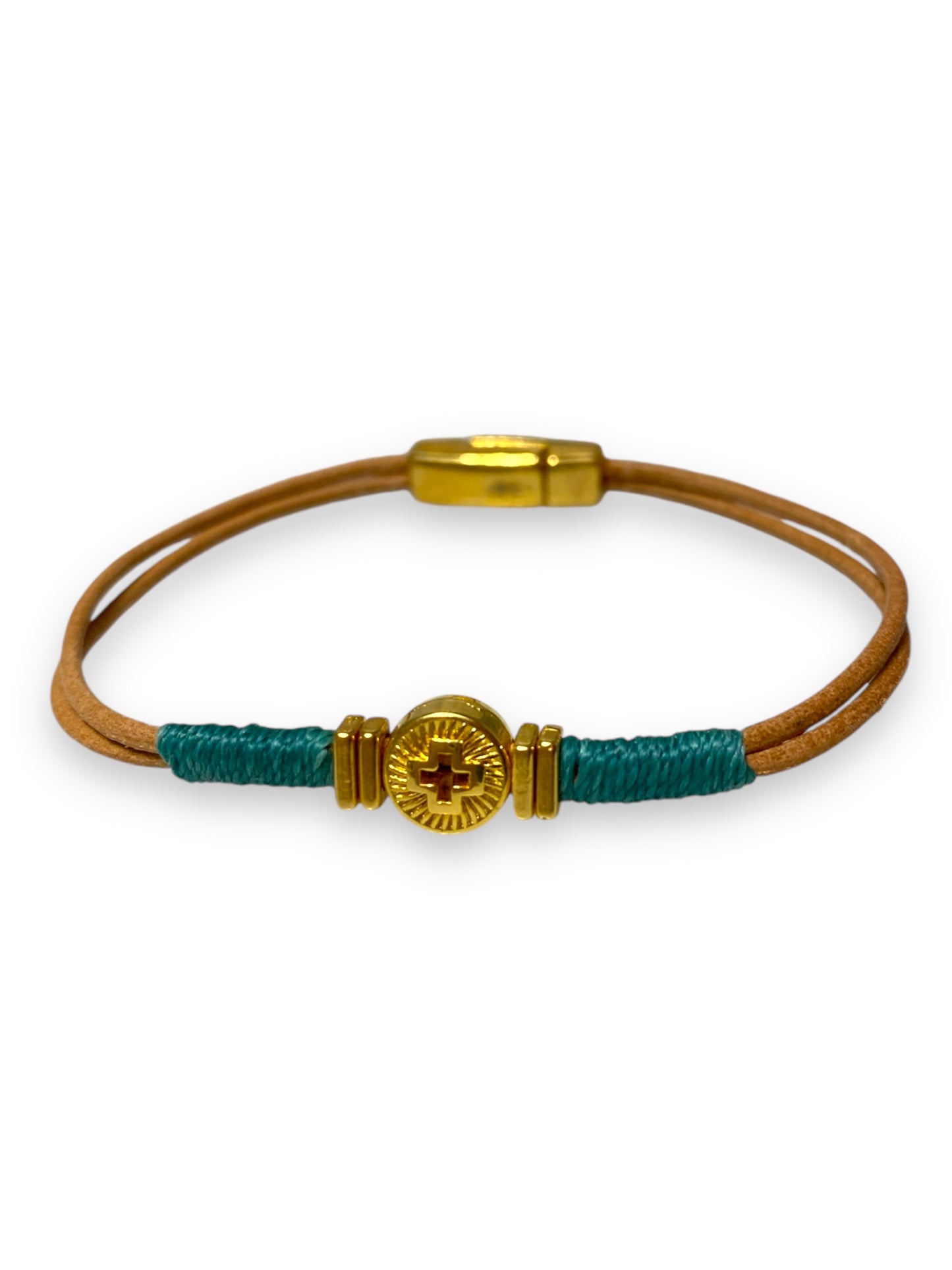 Leather Kos, Gold & Nude Leather Bracelet