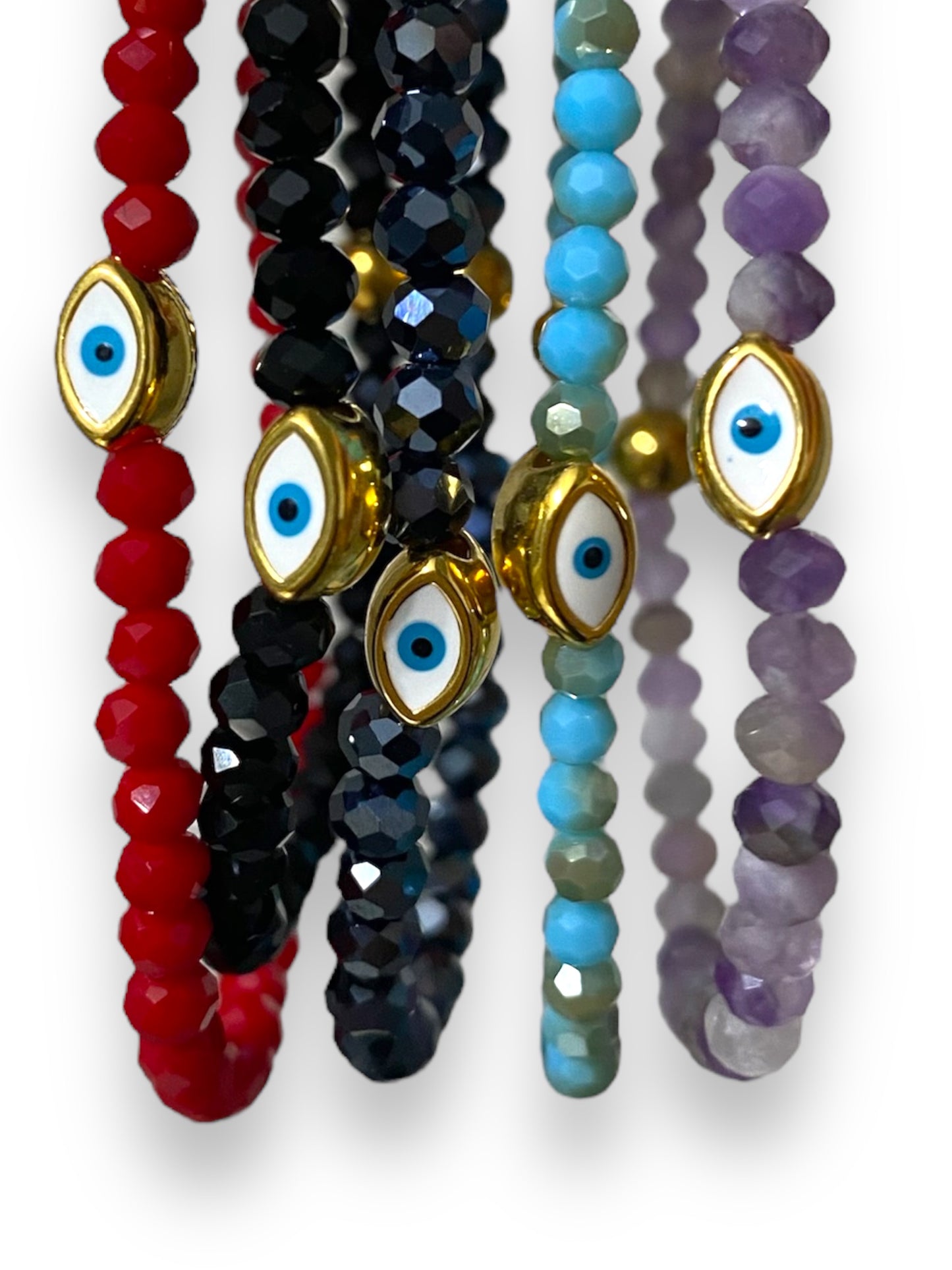 Krystallo, Mini Evil Eye Glass Bead Bracelet Gold