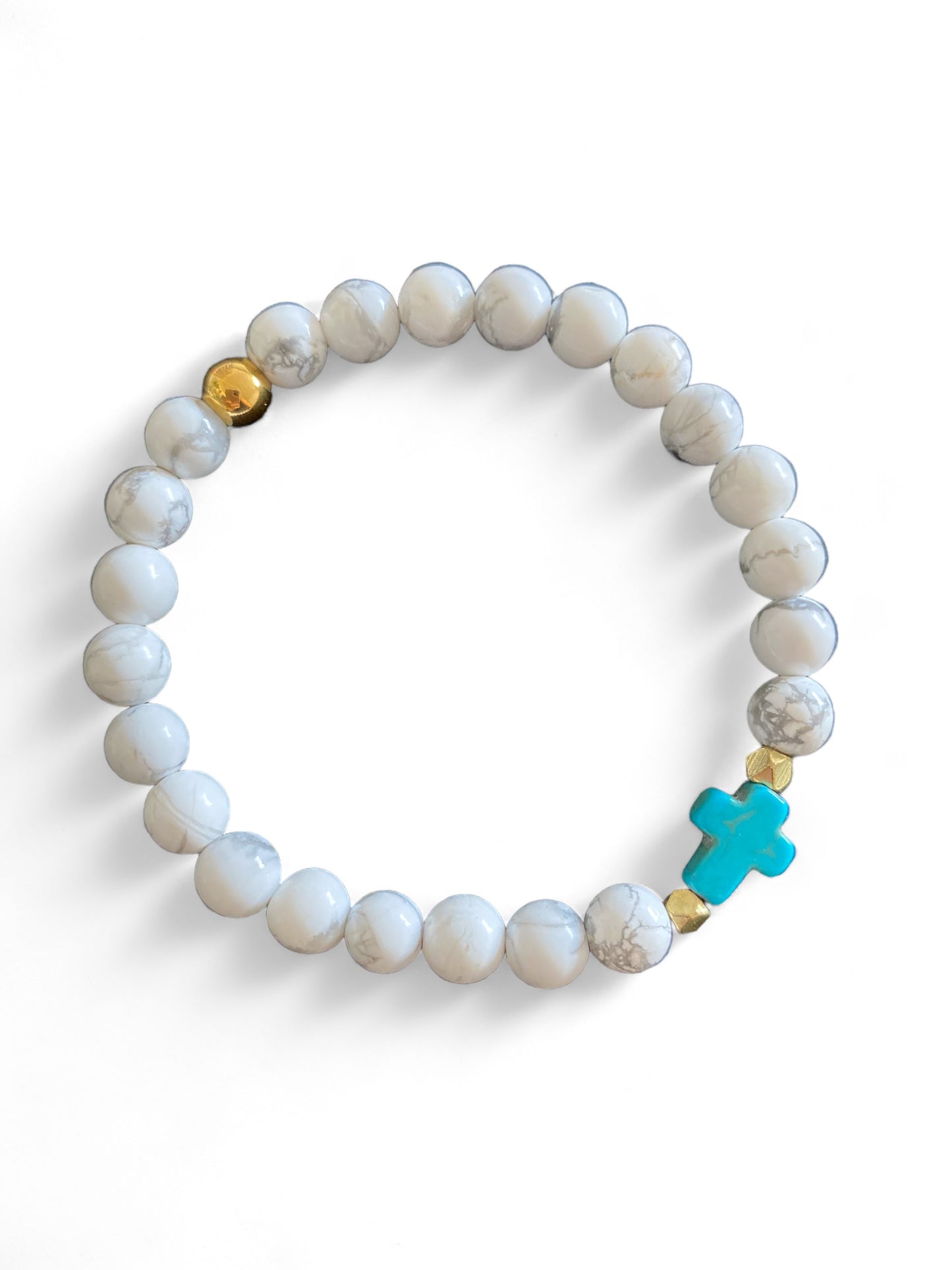 Santorini Small, White & Turquoise Cross Bracelet