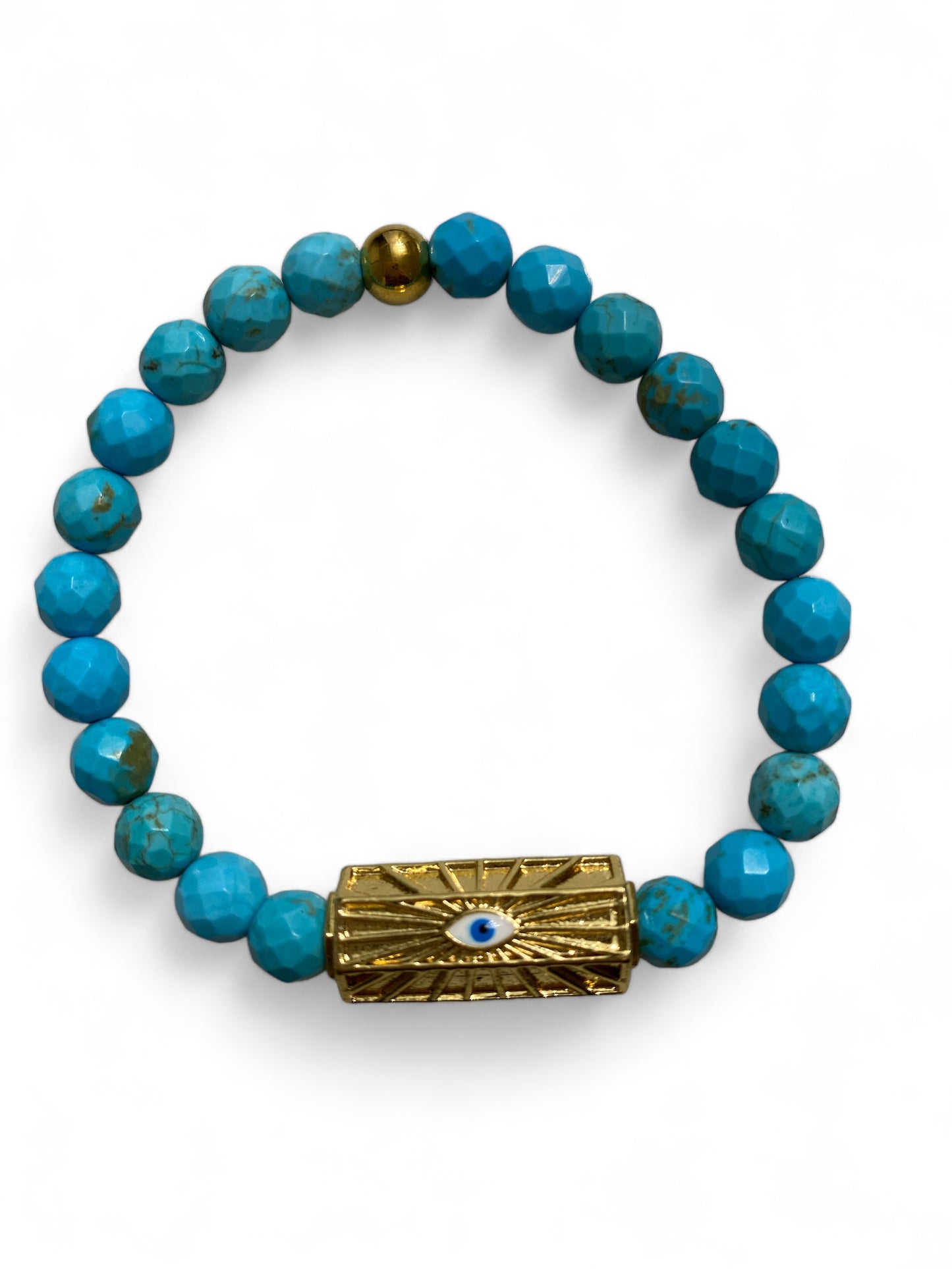 Helios, Gold Tube Evil Eye Bracelet