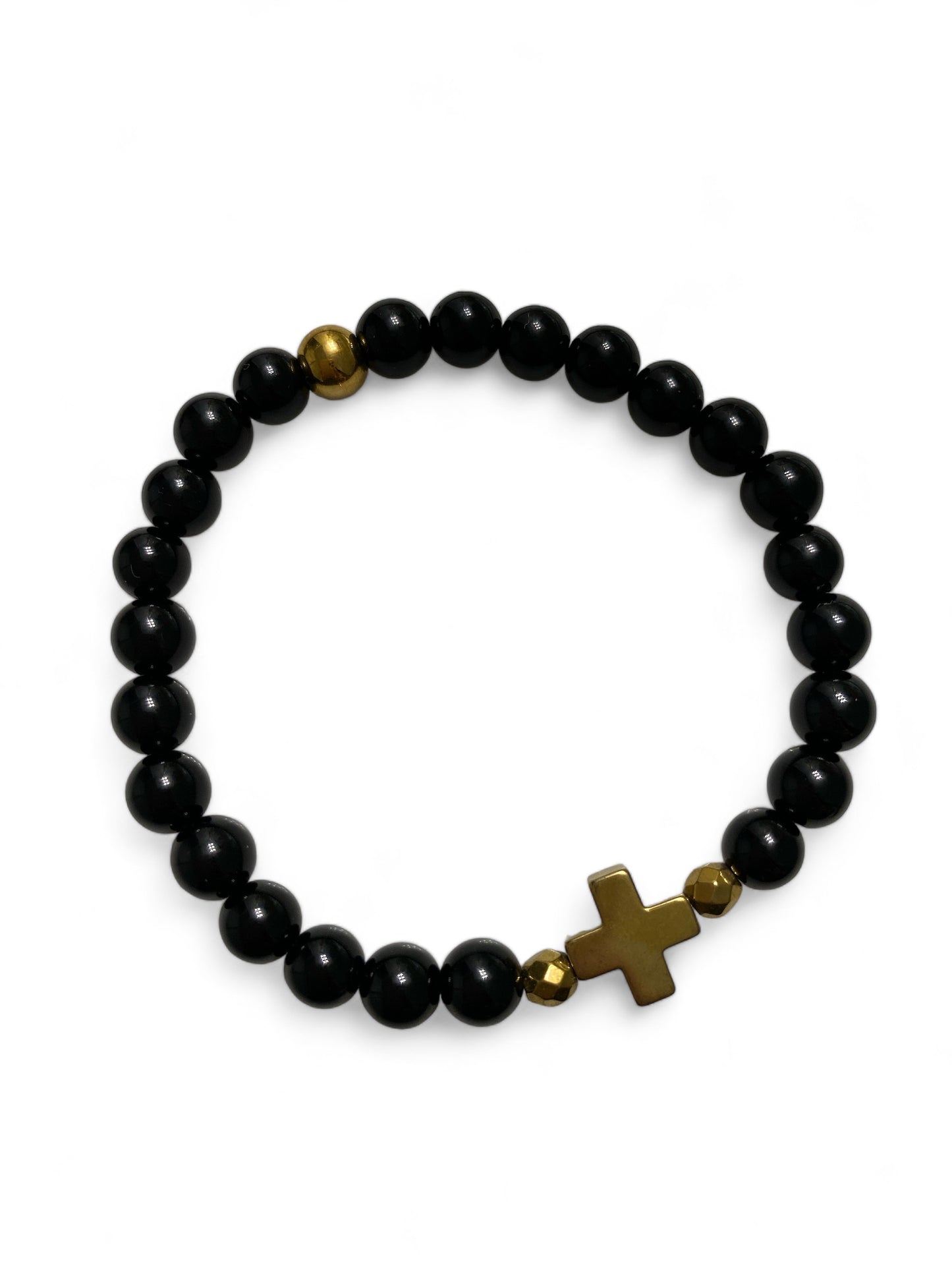 Stavros, Gold Cross Beaded Bracelet