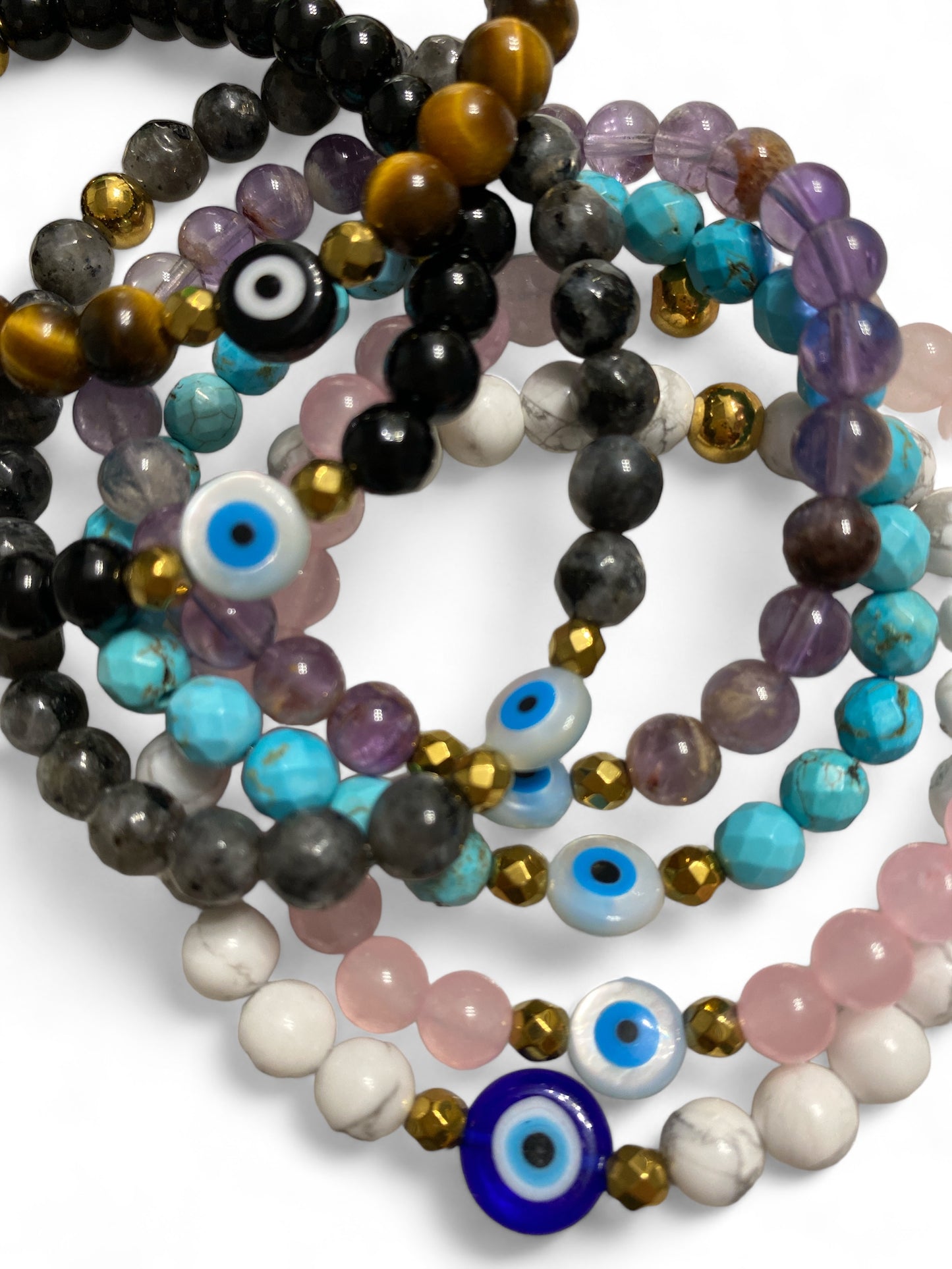 Mykonos, Mother of Pearl Evil Eye Bracelet