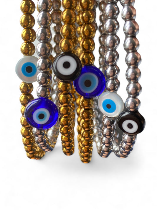 Mataki, Hematite Evil Eye Bracelet