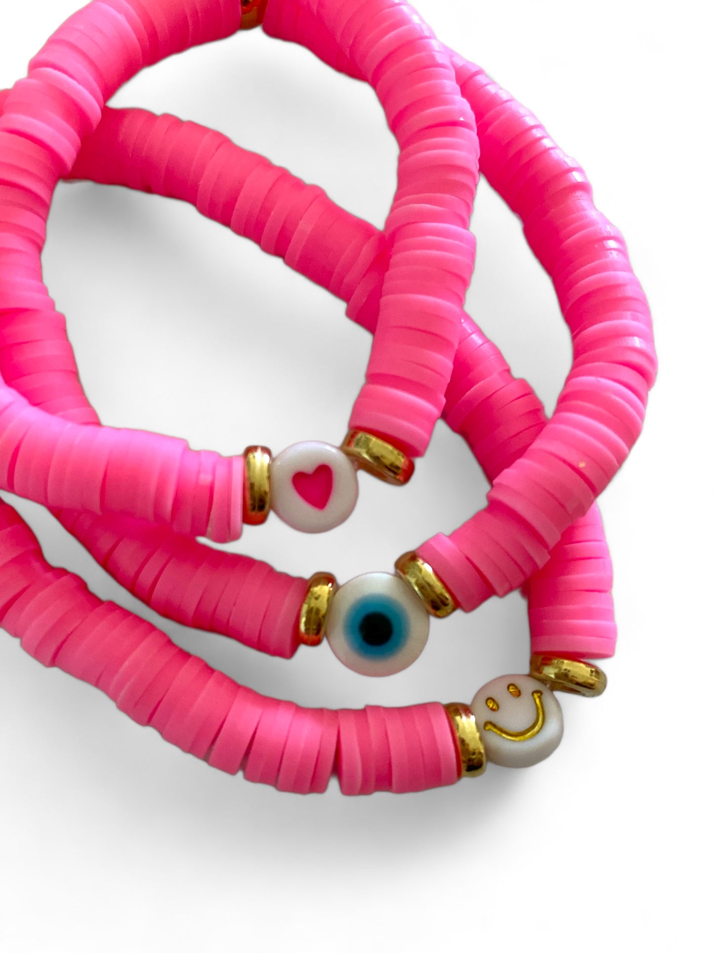 Koukla, Heishi Beads Hot Pink