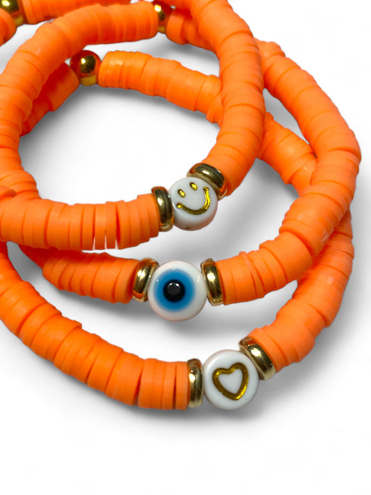 Koukla, Heishi Beads Bright Orange