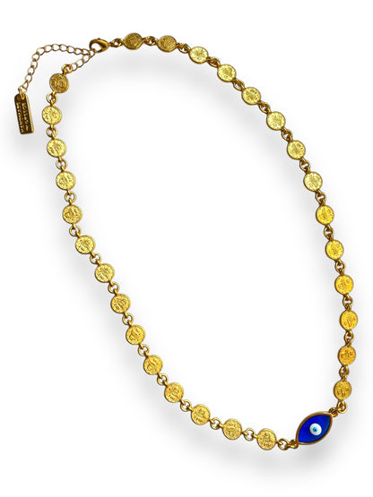 Cleopatra, Evil Eye Gold Necklace