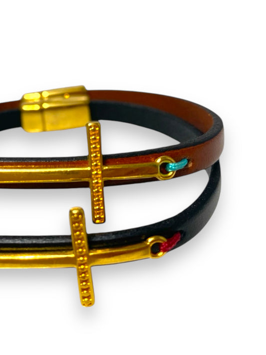 Mega Stavros, Leather Cross Bracelet