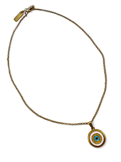 Delphi, Round Enamel evil Evil Eye Necklace.