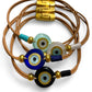 Cycladic Eye Leather,Round Evil Eye Bracelet with Leather