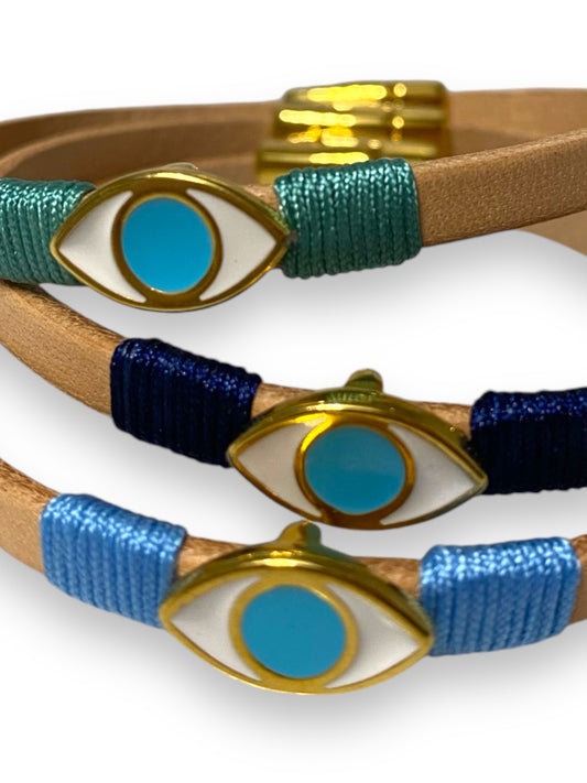 Hera, Oval Enamel Evil Eye Bracelet