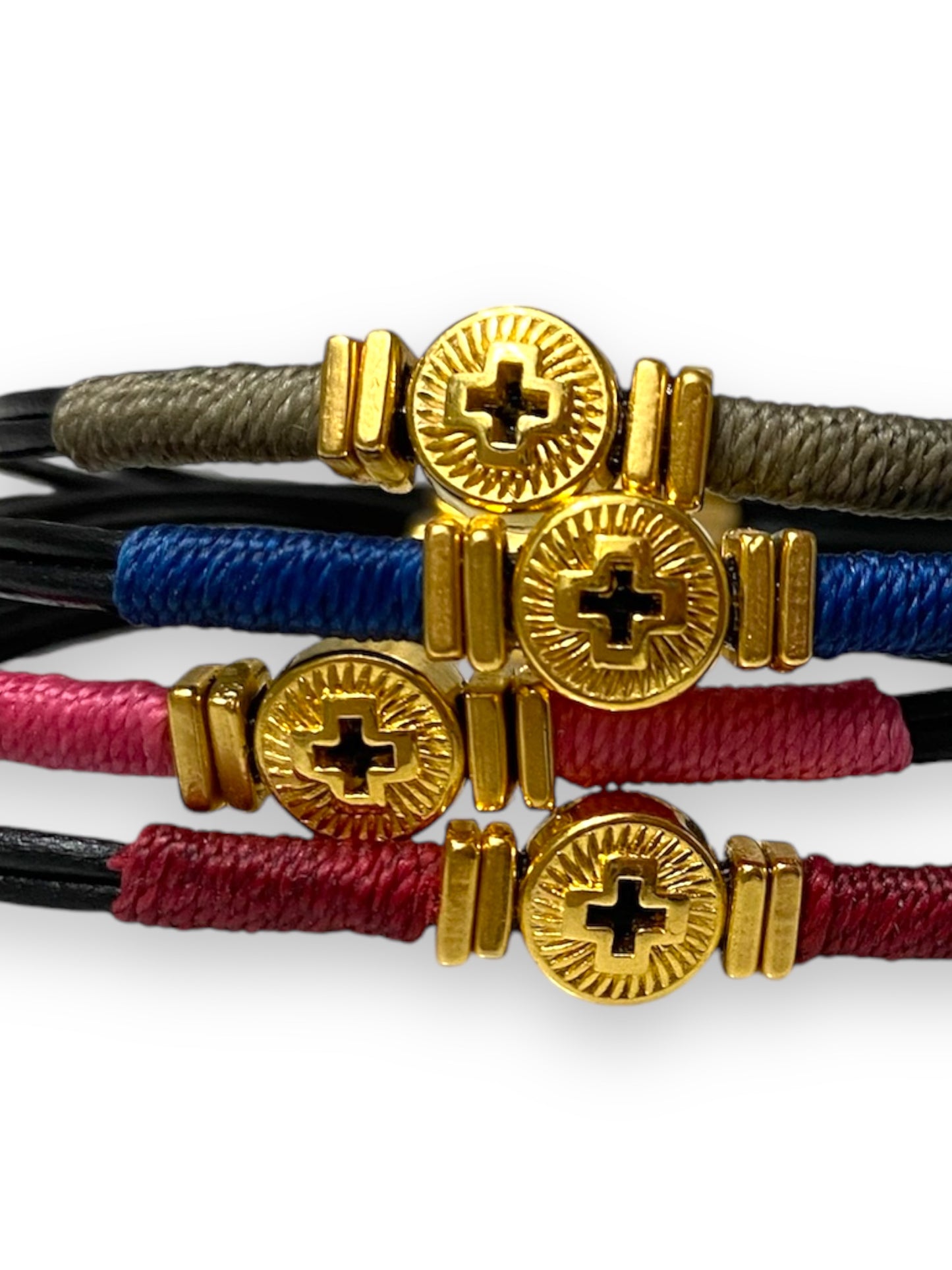 Leather Kos, Gold & Black Leather Bracelet