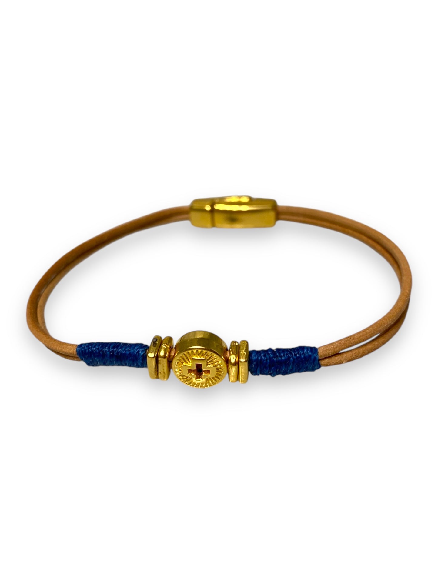 Leather Kos, Gold & Nude Leather Bracelet