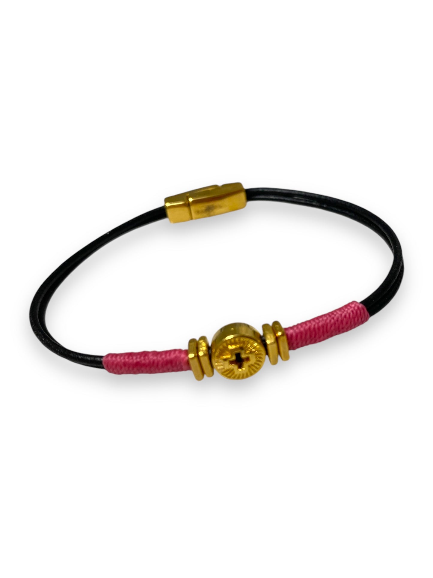 Leather Kos, Gold & Black Leather Bracelet