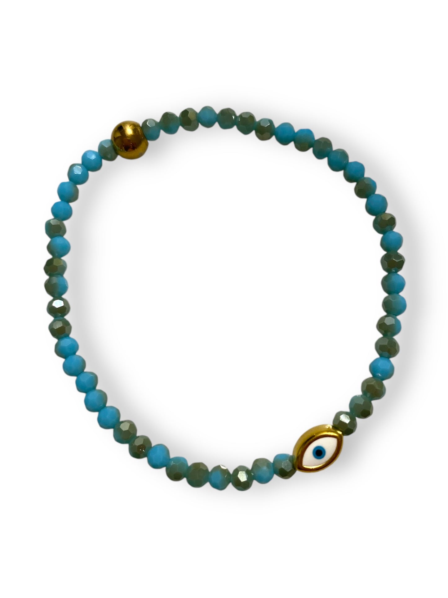 Krystallo, Mini Evil Eye Glass Bead Bracelet Gold