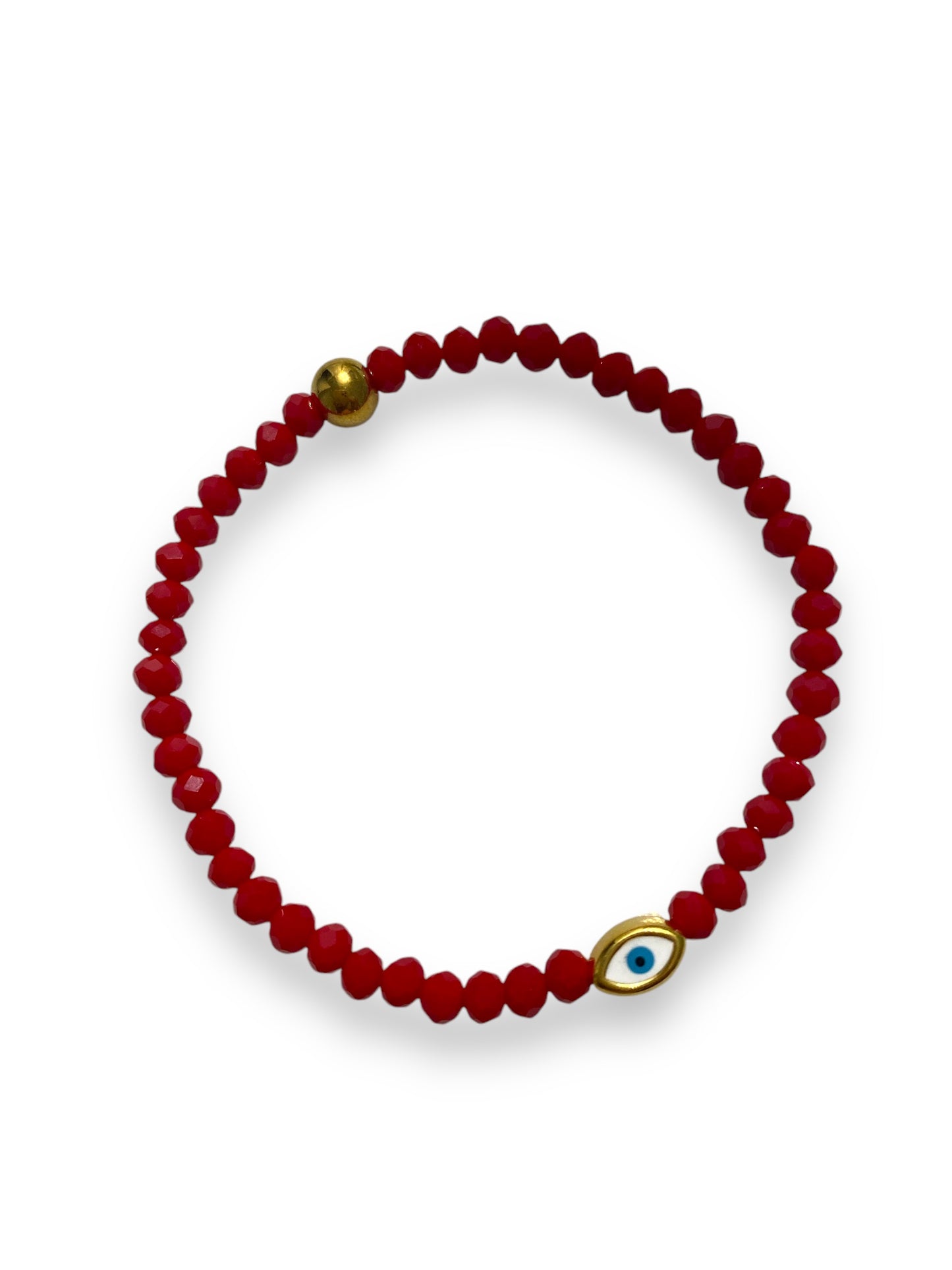 Krystallo, Mini Evil Eye Glass Bead Bracelet Gold