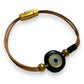 Cycladic Eye Leather,Round Evil Eye Bracelet with Leather