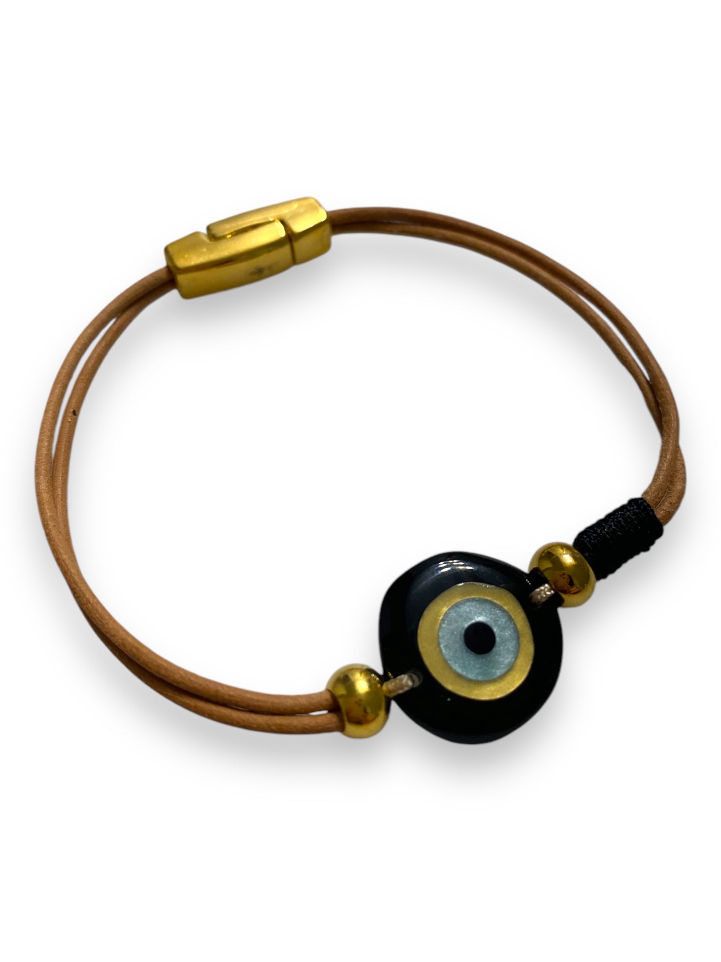 Cycladic Eye Leather,Round Evil Eye Bracelet with Leather