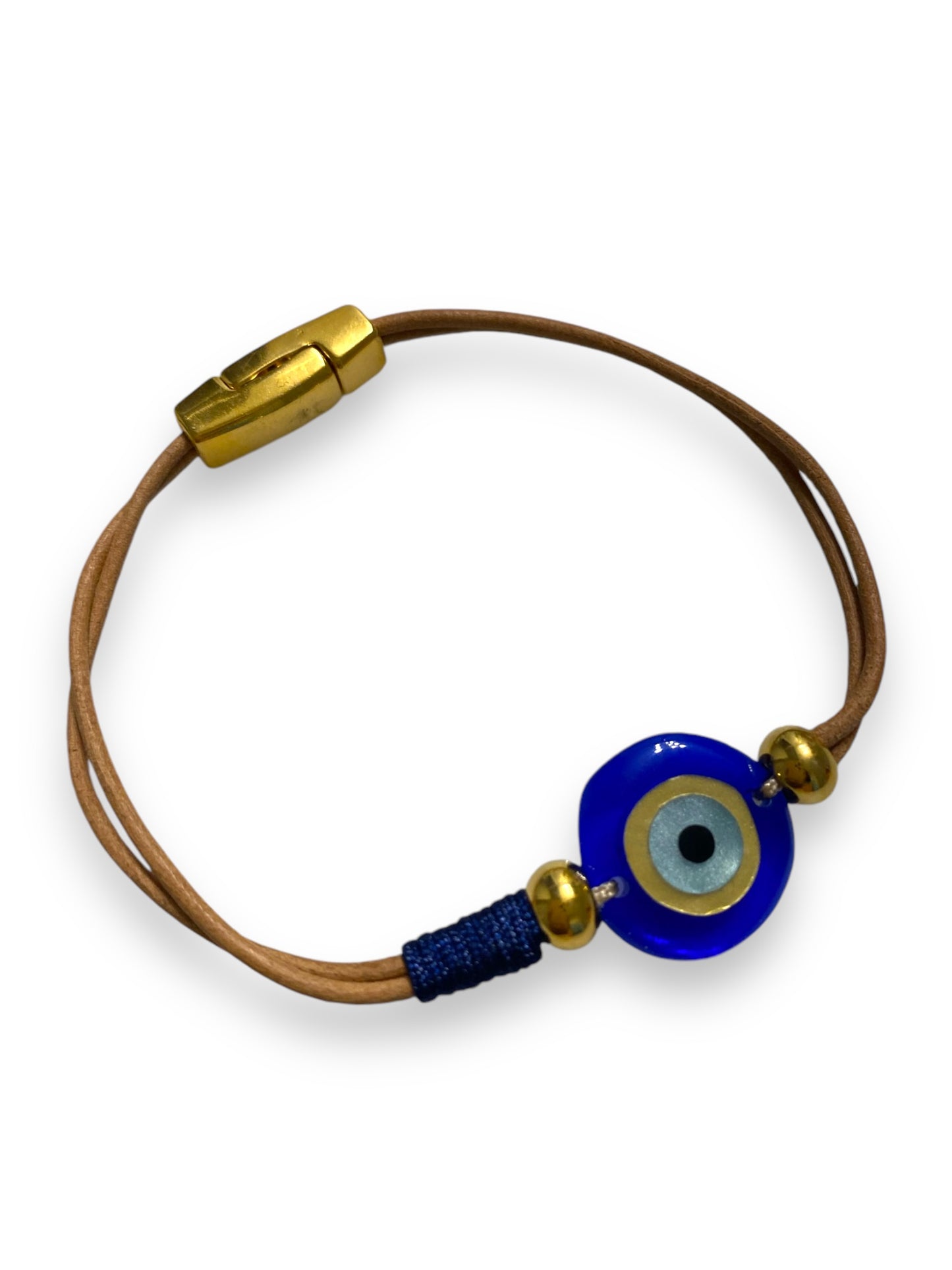 Cycladic Eye Leather,Round Evil Eye Bracelet with Leather