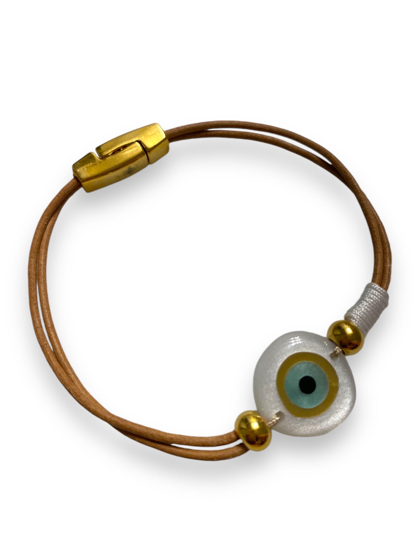 Cycladic Eye Leather,Round Evil Eye Bracelet with Leather